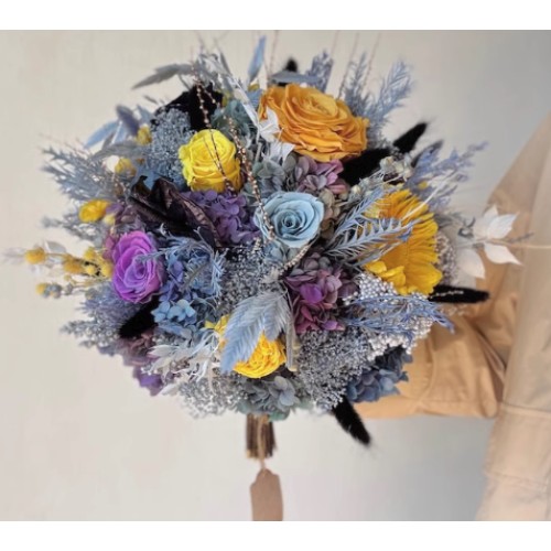 Van Gogh Starry Night-Inspired Eternal Floral Arrangement - Premium Home Decor Centerpiece